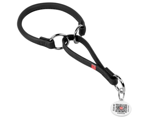 Нашийник для тварин WAUDOG Soft з QR паспортом, круглий, Ш 6 мм Д 21-30 см чорний (75271)