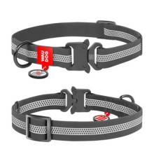 Нашийник для тварин WAUDOG Waterproof з QR металічна пряжка-фастекс Ш 25 мм Д 34-49 см сірий (261011)