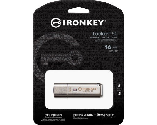 USB флеш накопичувач Kingston 16GB IronKey Locker Plus 50 AES Encrypted USB 3.2 (IKLP50/16GB) 