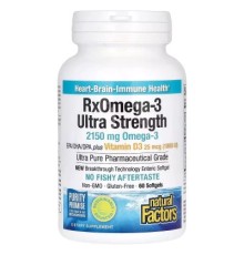 Жирні кислоти Natural Factors Омега-3 ультра та вітамін D3, 2150 мг, RxOmega-3 Ultra Strength with Vitamin D3 (NFS-35489)