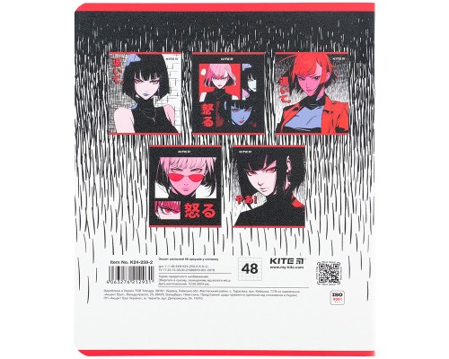 Зошит Kite Anime 48 аркушів, клітинка (K24-259-2)