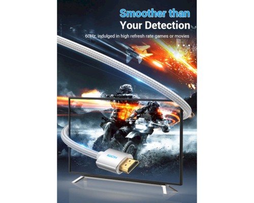 Кабель мультимедійний HDMI to HDMI 10.0m V2.0 4K 60Hz Silver Metal Type Vention (AABIL)