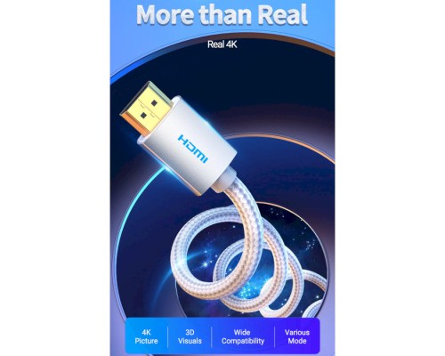 Кабель мультимедійний HDMI to HDMI 10.0m V2.0 4K 60Hz Silver Metal Type Vention (AABIL)