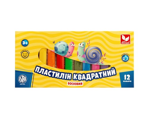 Пластилін Школярик Восковий Квадратний 12 кольорів 230 г (83813908-UA)