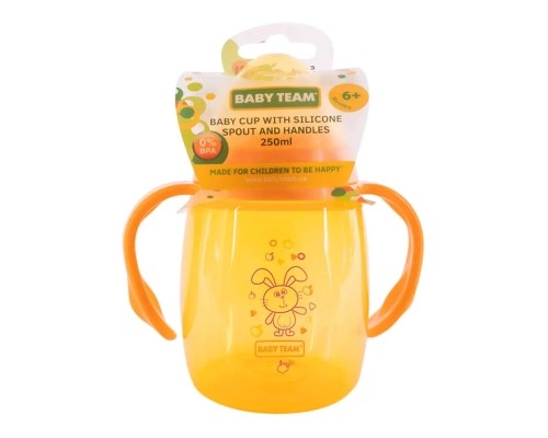 Поїльник-непроливайка Baby Team З силіконовим спаутом і ручками 250 мл (4824428050043)