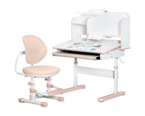 Парта зі стільцем Mealux Nemo XL Pink (полиця + лампа) (BD-39 PN)
