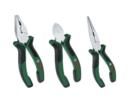 Плоскогубці Bosch набір 3 шт, комбіновані, подовжені, бокорізи (1.600.A02.C0S)