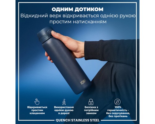 Пляшка для води ION8 OneTouch Stainless Steel 1200 мл Ash Navy (I8SS1000ANAVY)