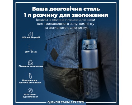 Пляшка для води ION8 OneTouch Stainless Steel 1200 мл Ash Navy (I8SS1000ANAVY)