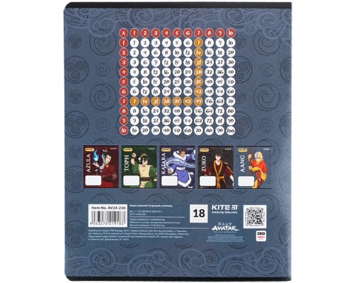 Зошит Kite Avatar, 18 аркушів, клітинка (AV24-236)