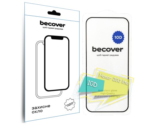 Скло захисне BeCover Honor 200 lite 10D Black (713162)