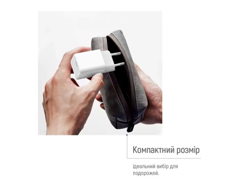 Зарядний пристрій ColorWay GaN Mini 65W PD Port PPS USB-C white (CW-CHS049PD-WT)
