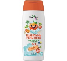 Дитячий шампунь EcoLine KIDS 3 в 1 (шампунь-гель-піна) персик 250 мл (4823115503558)