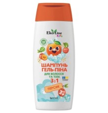 Дитячий шампунь EcoLine KIDS 3 в 1 (шампунь-гель-піна) персик 250 мл (4823115503558)