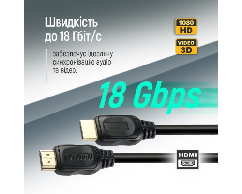 Кабель мультимедійний HDMI M to HDMI M 3.0m V2.0 4K60Hz black ColorWay (CW-CBHD079-BK)