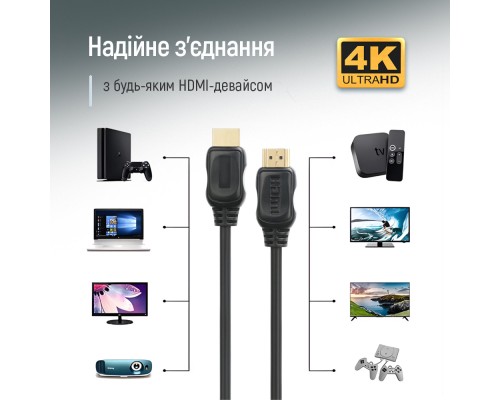 Кабель мультимедійний HDMI M to HDMI M 3.0m V2.0 4K60Hz black ColorWay (CW-CBHD079-BK)
