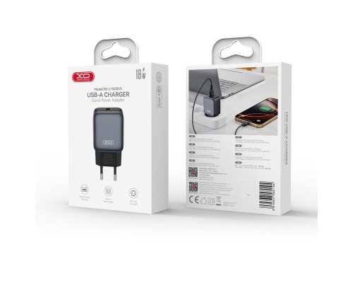 Зарядний пристрій XO USB QC3.0 18W black (L152_Black)