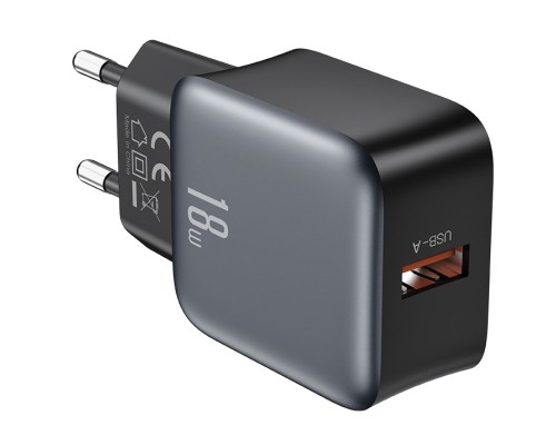 Зарядний пристрій XO USB QC3.0 18W black (L152_Black)