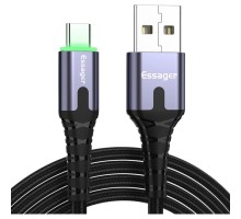 Дата кабель USB 2.0 AM to USB-C 2.0m 3A LED black Essager (EXCT-XGA0G)