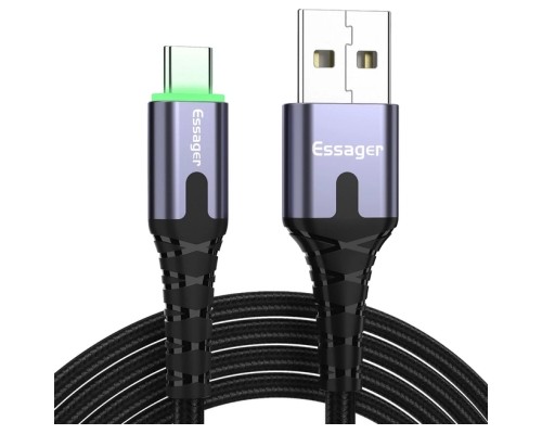 Дата кабель USB 2.0 AM to USB-C 2.0m 3A LED black Essager (EXCT-XGA0G)