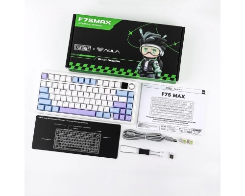 Клавіатура Aula F75 MAX Wireless/Bluetooth UA White/Blue (6978080501158)