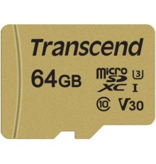 Карта пам'яті Transcend 64GB microSDHC class 10 UHS-I U3 V30 (TS64GUSD500S)