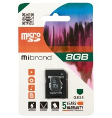 Карта пам'яті Mibrand 8GB microSD class 4 (MICDC4/8GB-A)