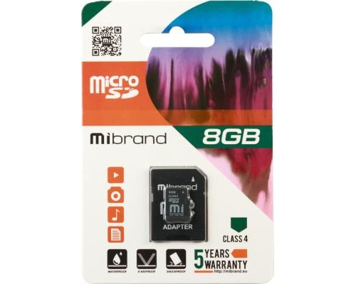 Карта пам'яті Mibrand 8GB microSD class 4 (MICDC4/8GB-A) Карта пам'яті Mibrand 8GB microSD class 4 (MICDC4/8GB-A)