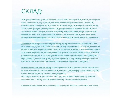 Сухий корм для собак Optimeal Beauty Podium беззерновий на основі морепродуктів 10 кг (4820215366823)