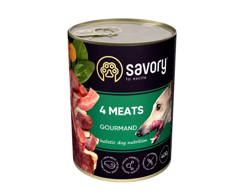 Консерви для собак Savory Dog Gourmand 4 види м'яса 400 г (4820232630396)
