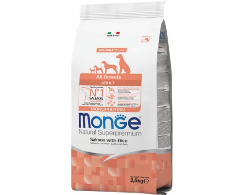 Сухий корм для собак Monge Dog All breeds Adult Light зі смаком риби та рису 2.5 кг (8009470011297)