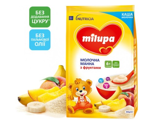 Дитяча каша Milupa Молочна Манна з фруктами 210 г (5900852930041)