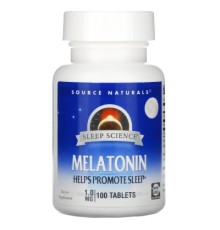 Амінокислота Source Naturals Мелатонін 1мг, Sleep Science, 100 таблеток (SN0719)
