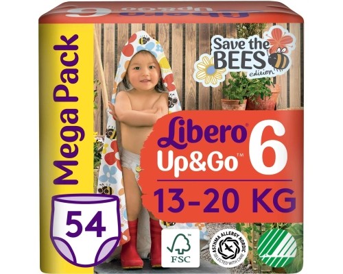 Підгузки Libero Up&Go Розмір 6 (13-20 кг) 54 шт (7322541743004)