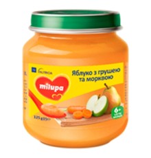 Дитяче пюре Milupa Яблуко Груша Морква 125 г (5900852051418)
