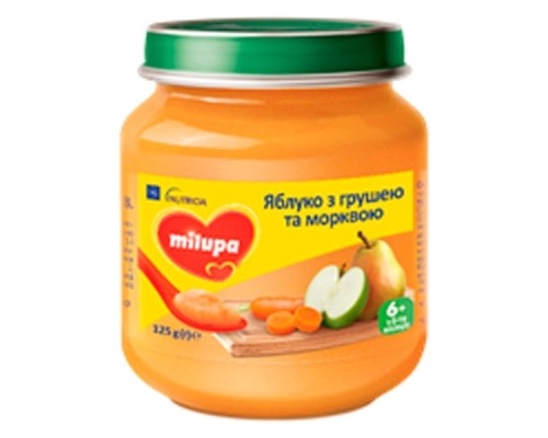Дитяче пюре Milupa Яблуко Груша Морква 125 г (5900852051418)