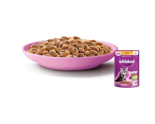 Вологий корм для кішок Whiskas Kitten Курка в желе 85 г (5900951302152/5900951302138)