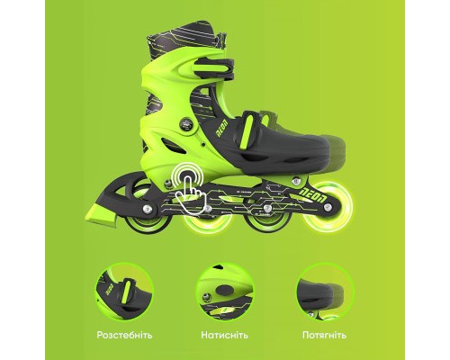 Роликові ковзани Neon Inline Green розмір 30-33 (NT07G4)