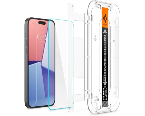 Скло захисне Spigen Apple iPhone 15 Plus EZ FIT tR (2 Pack) (AGL06883)