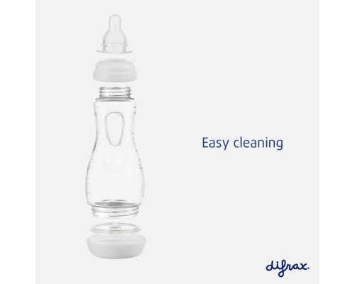 Пляшечка для годування Difrax із силіконовою соскою та проймою для тримання, 240 мл (193 Stone)