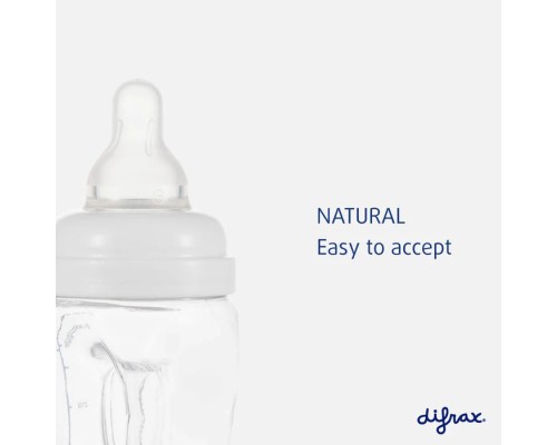 Пляшечка для годування Difrax із силіконовою соскою та проймою для тримання, 240 мл (193 Stone)