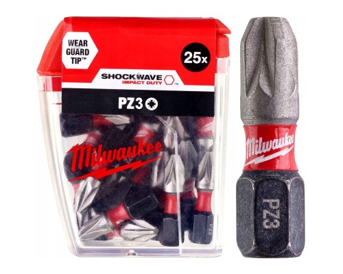 Набір біт Milwaukee SHOCKWAVE, PZ3, 25мм, 25шт (4932430869)