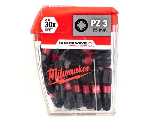 Набір біт Milwaukee SHOCKWAVE, PZ3, 25мм, 25шт (4932430869)