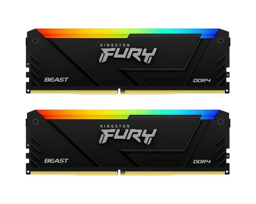 Модуль пам'яті для комп'ютера DDR4 64GB (2x32GB) 3600 MHz FURY Beast RGB Kingston Fury (ex.HyperX) (KF436C18BB2AK2/64)