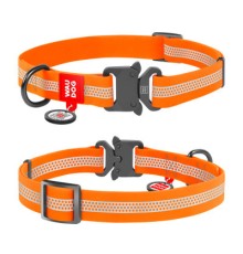 Нашийник для тварин WAUDOG Waterproof з QR металічна пряжка-фастекс Ш 25 мм Д 38-58 см помаранчевий (26094)