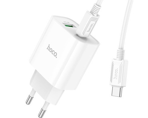 Зарядний пристрій HOCO C80A Plus Rapido PD20W+QC3.0 charger set(C to C) White (6931474779908)