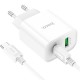 Зарядний пристрій HOCO C80A Plus Rapido PD20W+QC3.0 charger set(C to C) White (6931474779908)