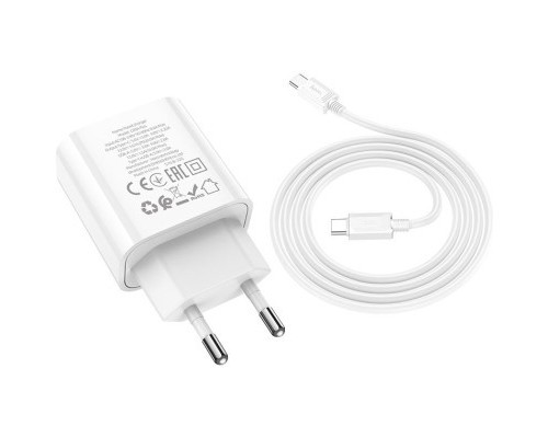 Зарядний пристрій HOCO C80A Plus Rapido PD20W+QC3.0 charger set(C to C) White (6931474779908)