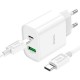 Зарядний пристрій HOCO C80A Plus Rapido PD20W+QC3.0 charger set(C to C) White (6931474779908)