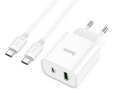 Зарядний пристрій HOCO C80A Plus Rapido PD20W+QC3.0 charger set(C to C) White (6931474779908)
